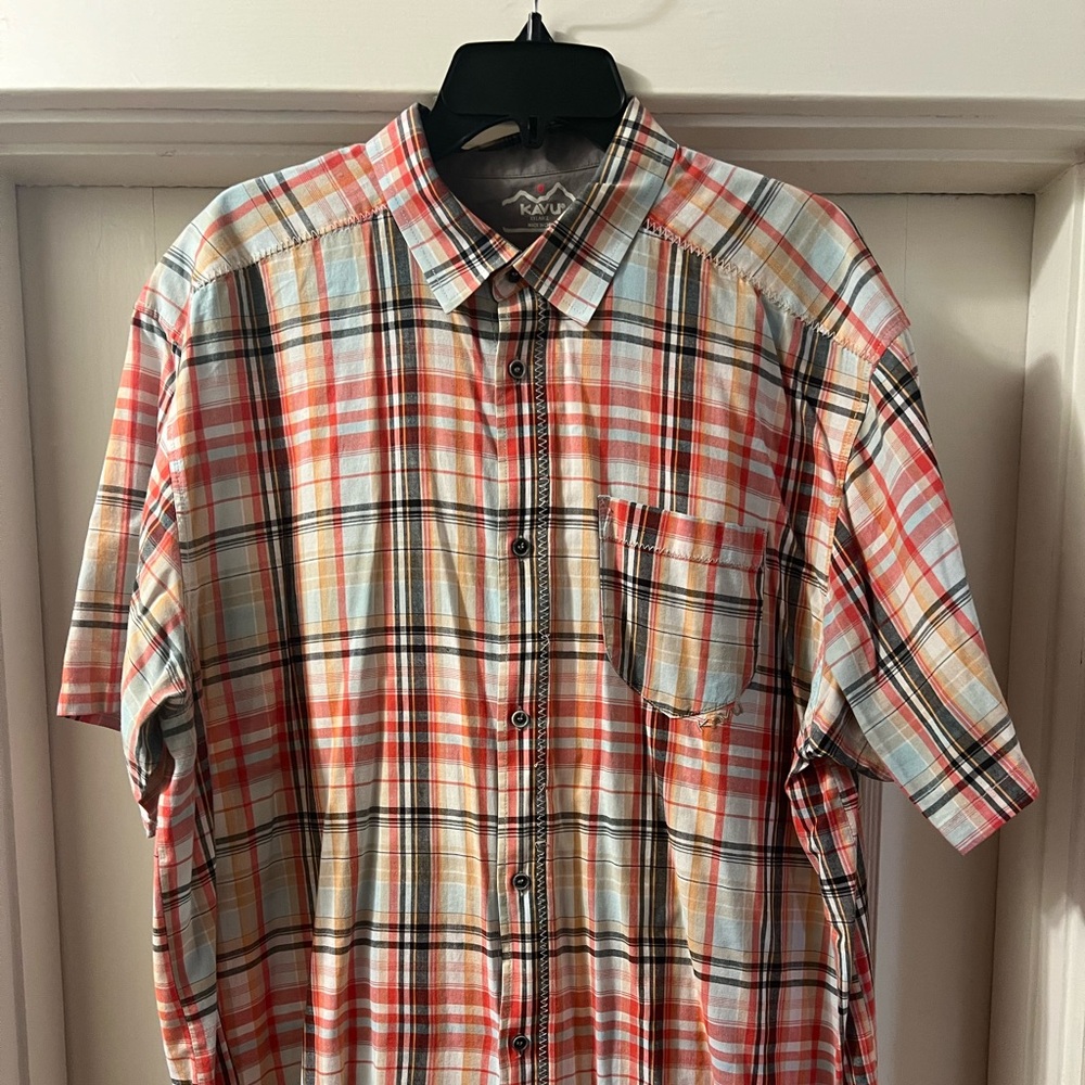 Kavu plaid button down cotton shirt XXL